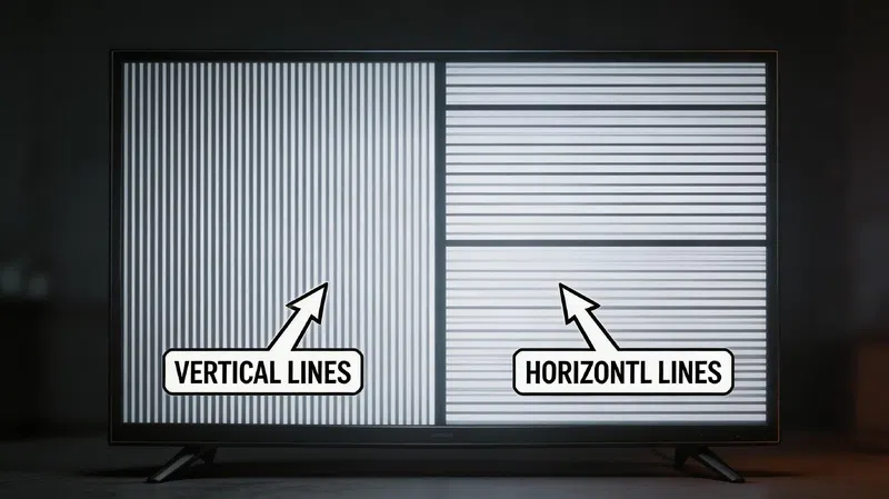 vertical vs horizontal lines illustrated for TV repair cost comparison